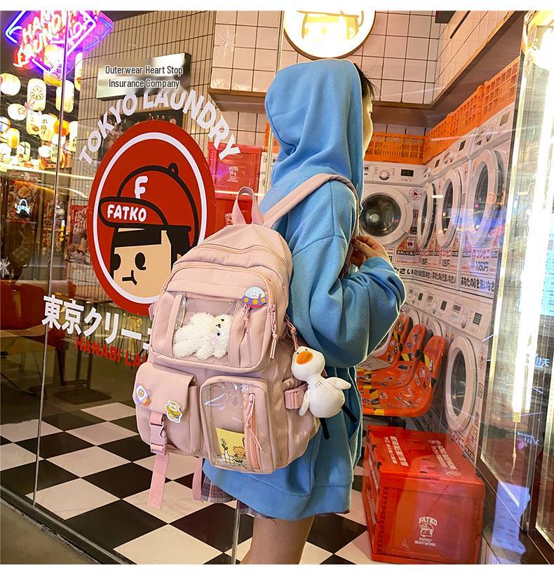 Sac à dos Campus Dessin Animé Transparent: Grande Capacité & Design Mignon pour Étudiants