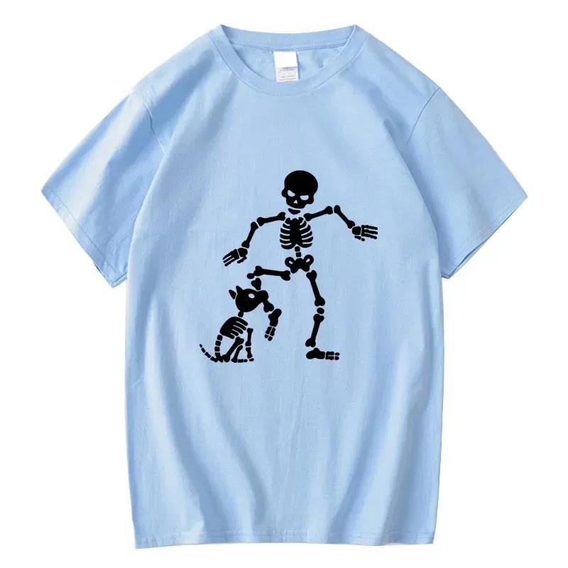 Men's T-shirt 100% Cotton Funny Skeleton Printed Casual Cool Men T Shirt O-Neck Male T-Shirt Tops Tees Men Clothing