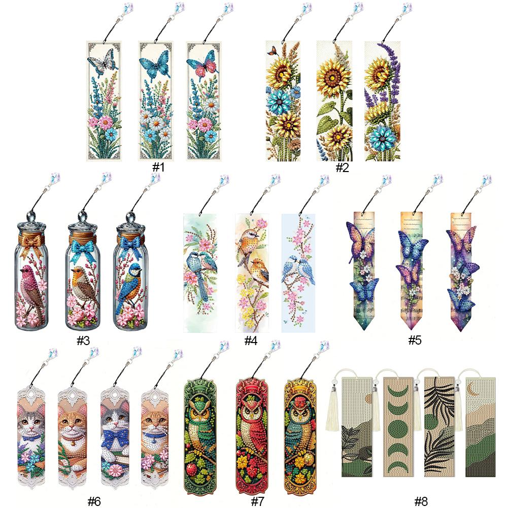 3Pcs Animal Themed DIY Diamond Painting Bookmark Diamond Bookmark Art Projects for Beginners Ideal Choice for Home Office Use