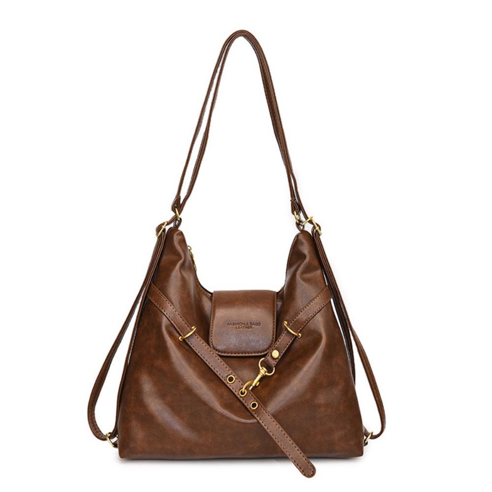 Women Fashion PU Leather Crossbody Bag Durable Adjustable Shoulder Bag Simple Backpack Bag Girls
