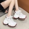 10cm Super High Heels Dad's Shoes Women's Ins Super Hot Breathable White Shoes Thick Sole Increased Height Inside Slimming Casual Sports Shoes