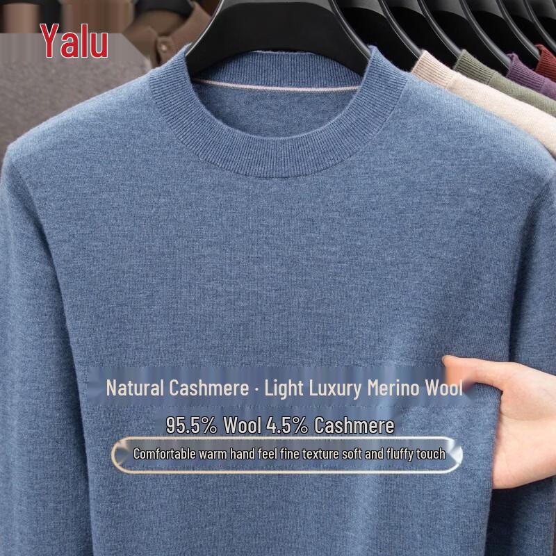 Yalu Men's Winter Cashmere Blend Crew Neck Sweater
