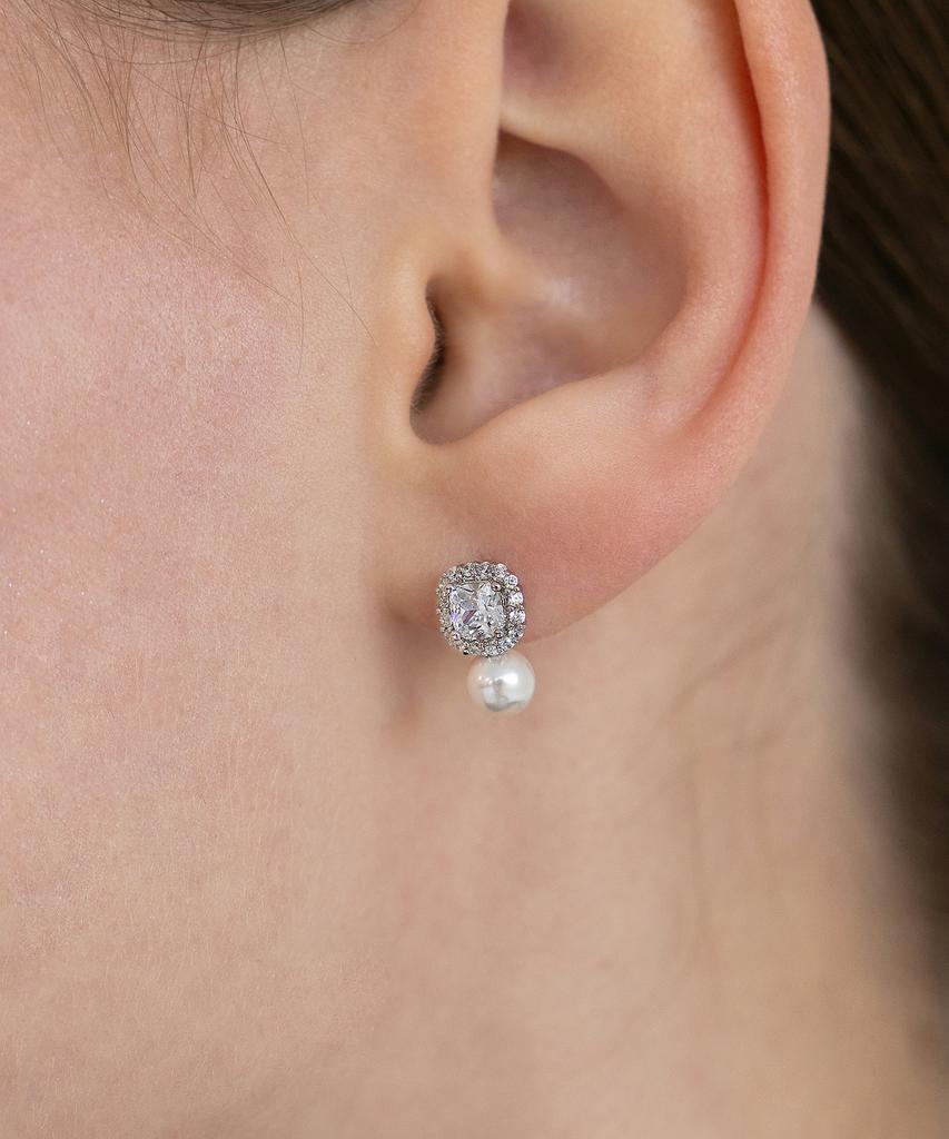 Tatiana Cushion Cubic Pearl Drop Earrings Ec3302