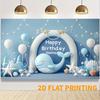 1 Stück Individuelle Nautische Wal Happy Birthday Kulisse, Ozean-Thema Party Foto Hintergrund Banner für Jungen Geburtstag Dekoration