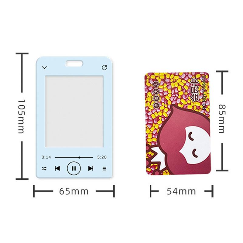 Music Player ID Card Holder with Spring Rope Heart Charm for Women Girls Kid Colorful Bus Subway Credit Card Protector Shell