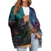 Women's Fashion Long Sleeve Christmas Print V-Neck Button Loose Cardigan Top