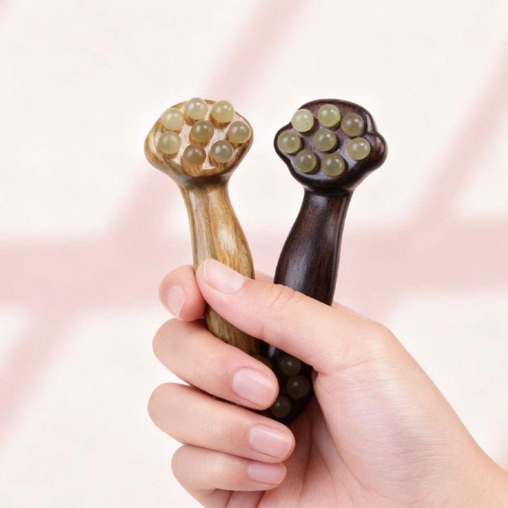 Copper Beads Meridian Message Comb Antistatic Wood Gua Sha Tool  Eye Relaxation