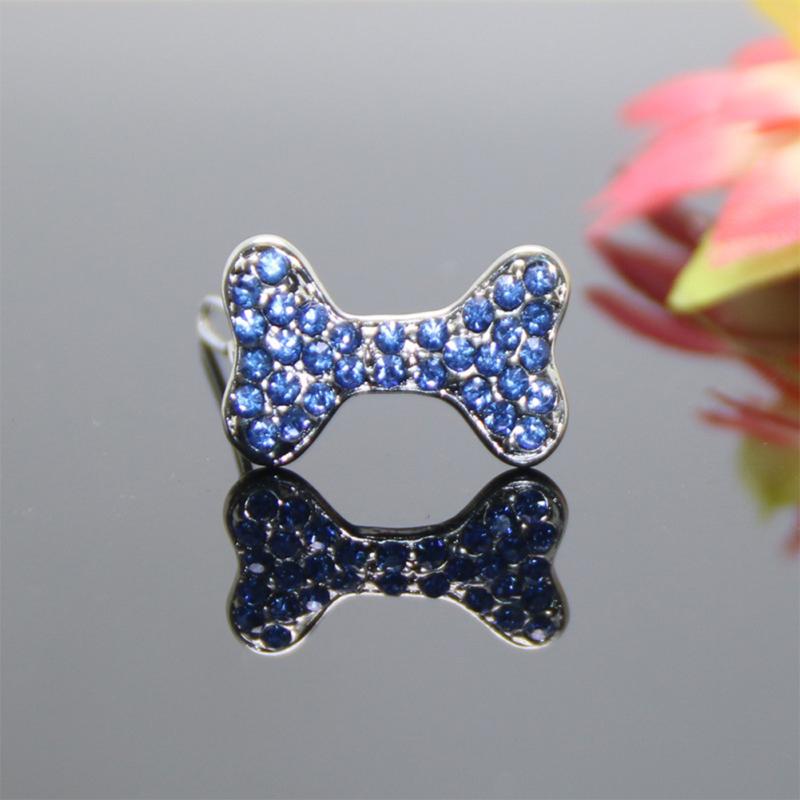 Non-slip Pet  Hair  Clips Bone-shaped Colorful Rhinestones Decoration Hairpin Hair Grooming
