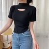 Solide Cut Out Gestrickte Bluse Tops Frühling Sommer Mode Frauen Shirt Kurzarm Dünne Beiläufige Büro Blusen Kleidung Blusas 25248
