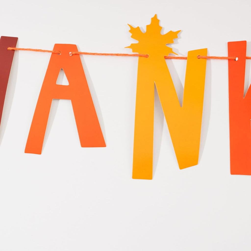 Thanksgiving Banner Garland – Paper “Happy Thanksgiving” Decoration with Turkey & Fall Leaves, Autumn Party Supplies for Family Dinner, Harvest