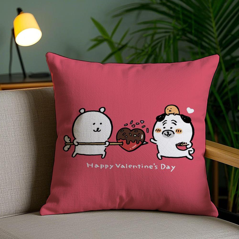 Cute J-Jokes Bear Cushion Cover Soft Short Plush Double-Sided Printing Home Decor Machine Washable Pillow Case Gift