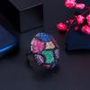 CMM Großer, runder, klobiger Statement-Ring mit mehrfarbigem Zirkonia, silberfarben, verstellbar, für Verlobung, Hochzeit