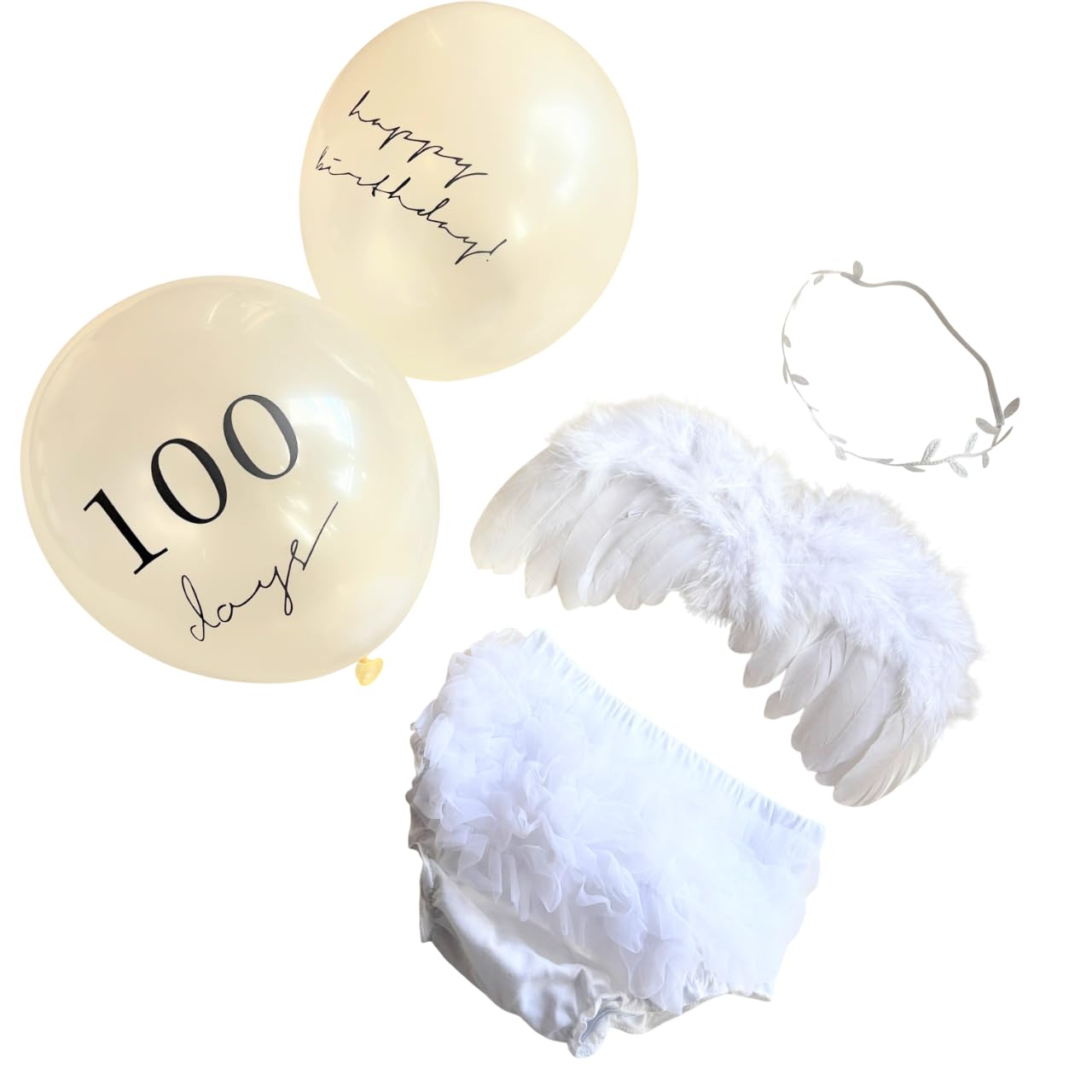 

Angel costume tulle bloomers leaf hairband birthday Angel wings and diaper cover white tulle [NANA s shop] [3-piece set] & & Newborn/half set, (half білий