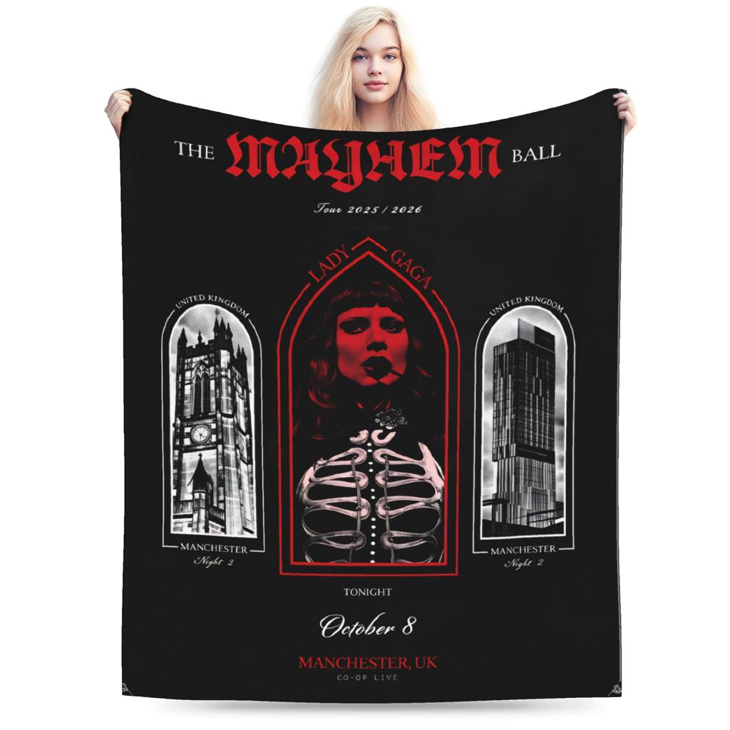 Lady Gaga The Mayhem Ball 2025 UK Tour Blankets  Warm Soft Street Trend Plush Throw Blanket For Girls Boys Bedspread Bed Cover