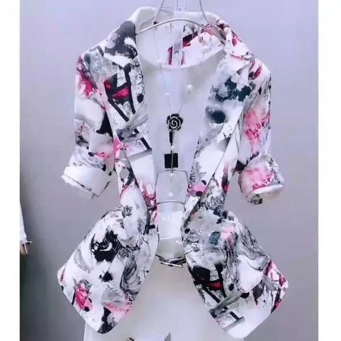 2025 Spring/Summer Women's Printed Short Slim Sunscreen Cardigan Jacket