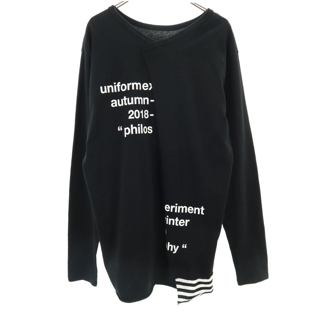 

uniform experiment English print border pattern Long sleeve long T-shirt Men s Used