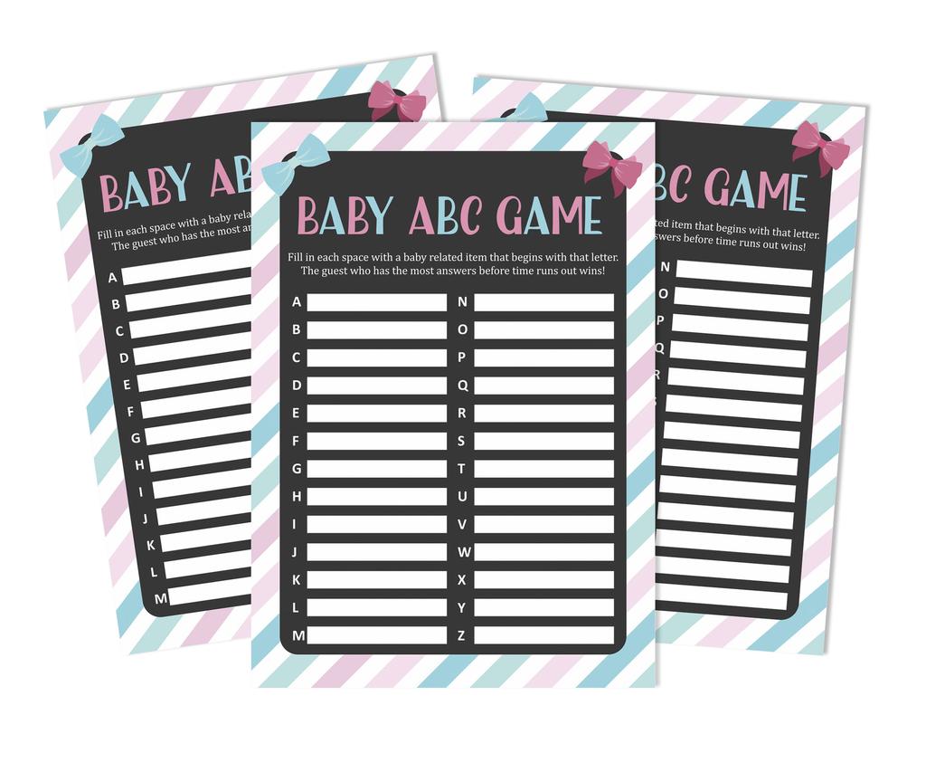 Inkdotpot 50 BabyA AlphabetA ABCA GameA Stripe Gender Reveal Baby Shower Game Ita S A Boy Ita S A Girl Party