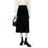 Women's Black Slit Midi Skirt - Spring/Summer/Autumn School Style Bodycon