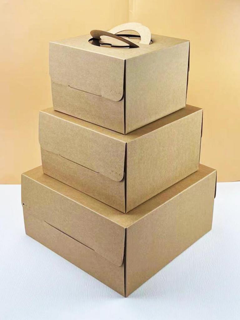 Tall Kraft Paper Cheesecake Box with Window - Available in 4/6/8/10 inch for Mille-feuille and Baking Takeaway.