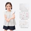 Girls' Ruffled Sleeve Heart Print Doll Shirt