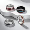Men's Titanium Steel Ring with Acacia Wood & Abalone Shell Inlay