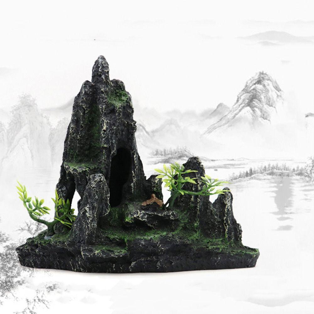 Resin Aquarium Rockery Mountain Decoration Artificial Mountain Stone Statue  Living Room