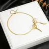 Titanium steel gold silver snake bone bow necklace, non-fading light luxury collarbone chain jewelry