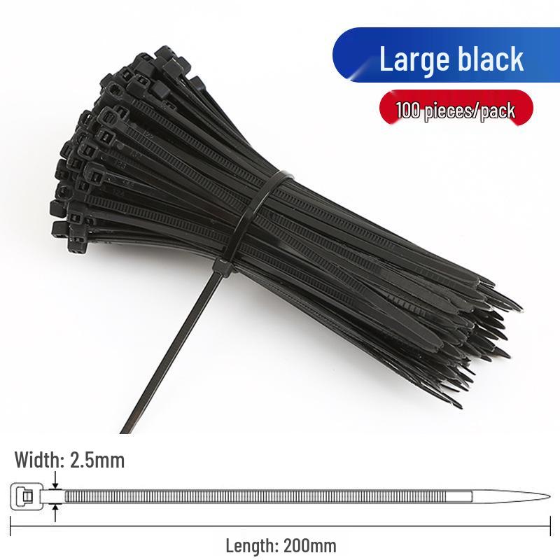Black and White Self-Locking Nylon Cable Ties with Buckle
