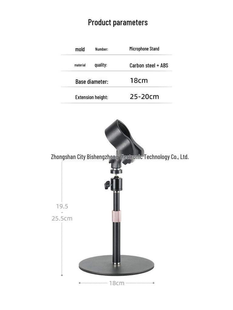 Wireless Desktop Microphone Stand with Weighted Metal Base for Streaming and Singing