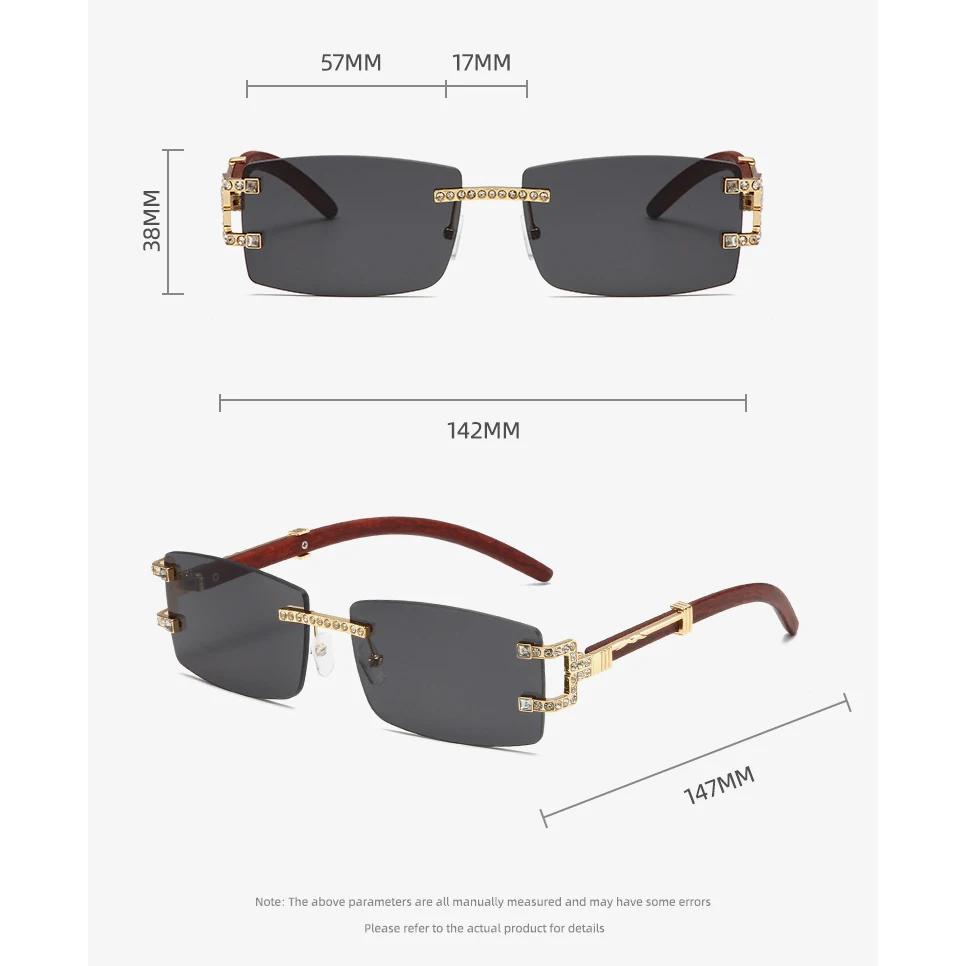 Rimless Diamond Square Sunglasses Women For Men Female Luxury Brand Designer Sun Glasses Vintage Small Frame Punk Shades Uv400