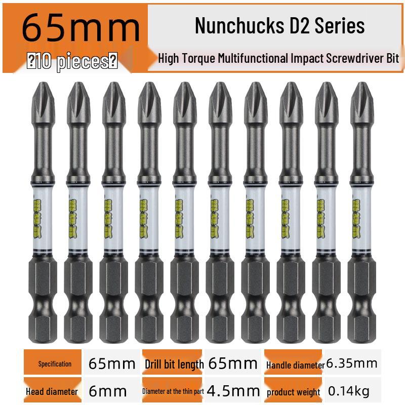 Nunchucks D2 Series Magnetic Alloy Steel Phillips Drill Bit - High Hardness & Impact Resistant