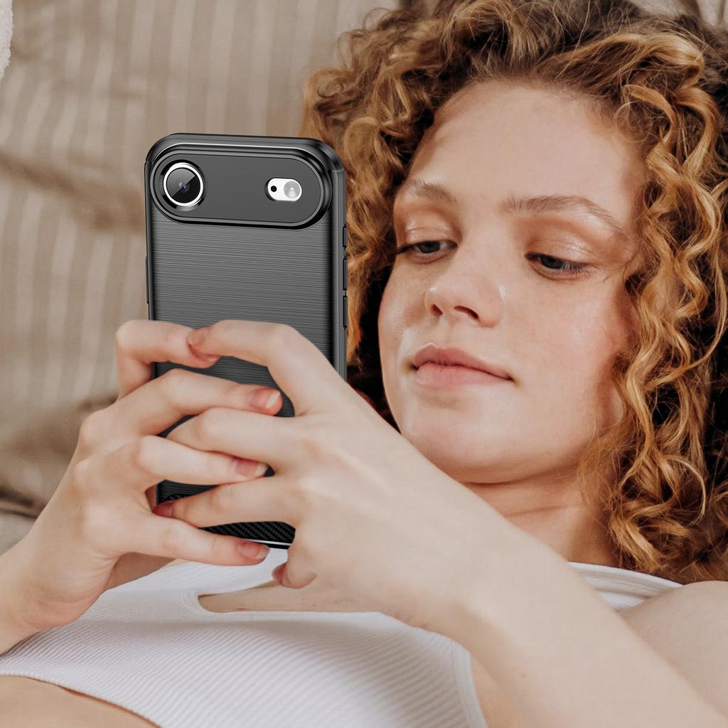 For iPhone 17 Air Case with Tempered Glass WANLONFENG LS Series Brushed Texture TPU Phone Cover