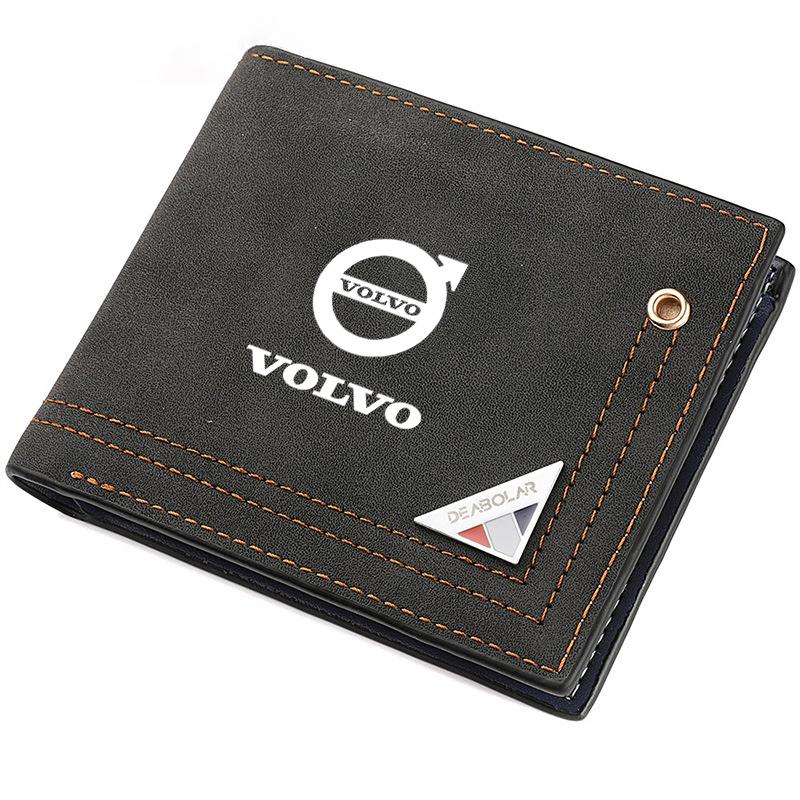 Frosted Leather Car Logos Wallet Coin Pocket Photo Card Men Purses For Volvo XC90 V90 V60 XC60 V40 S80 S60 S90 C40 XC40 V70 XC70