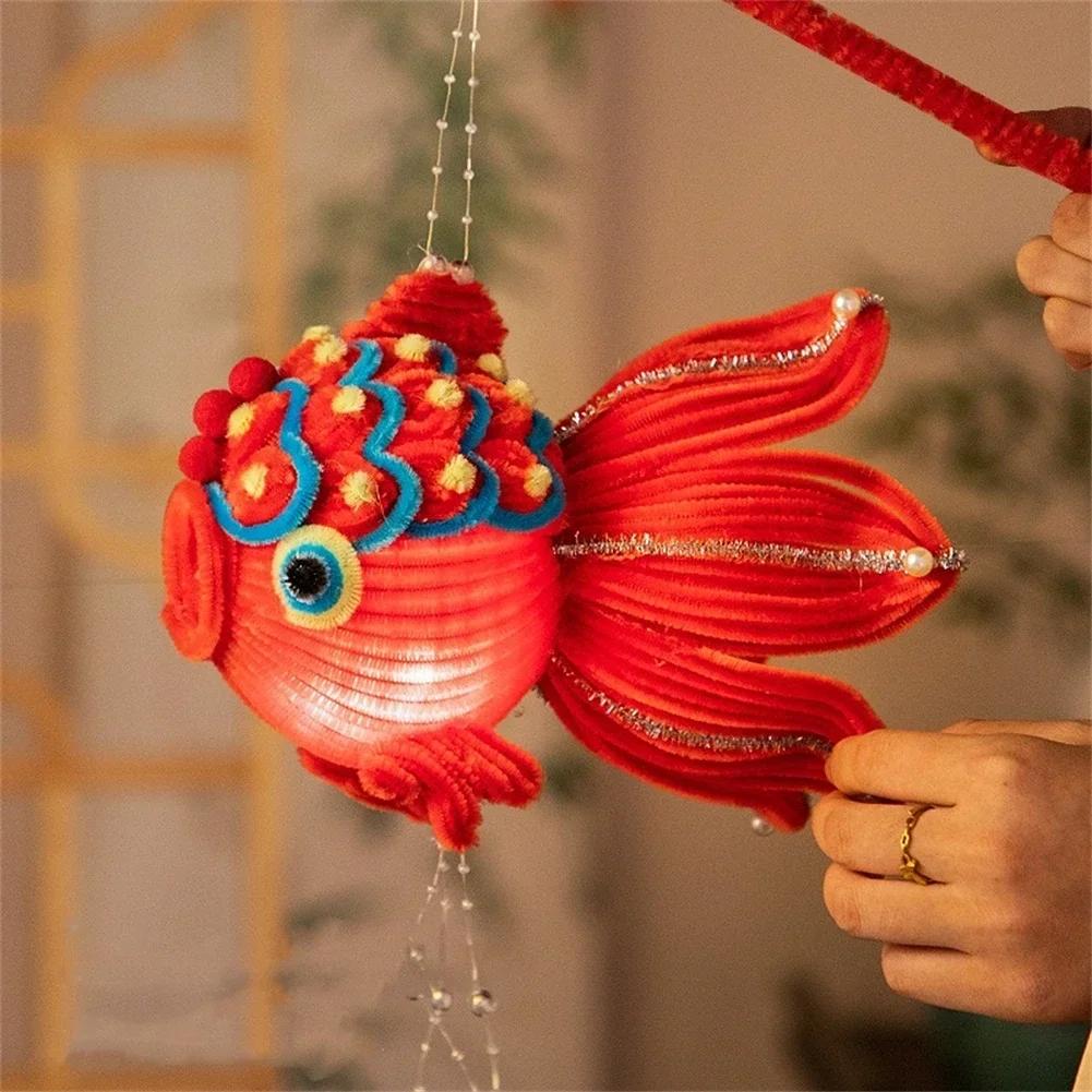 Herbstfest Fischlaternen Basteln Chinesische Papierdekorationen Handgefertigte Ornamente Fischlaternen Party-Hänge-Dekorationen DIY-Feierdekorationen