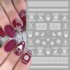 6 Sheets Xmas Snowflake Nail Art Stickers Decals designed for Cold Season Theme: White French Manicure Designs Elk plus Snowball Patterns