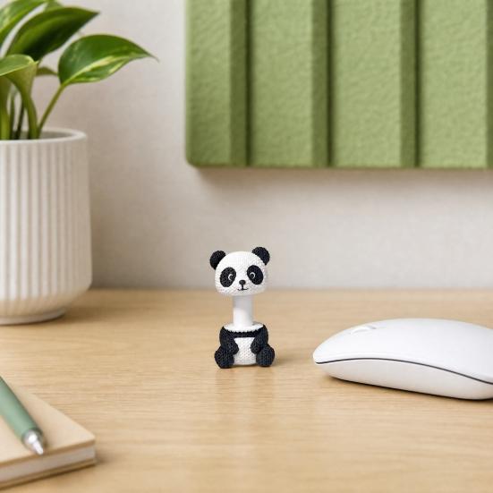 3D Printed Panda Desk Ornament, Retractable Rotating Cute Animal Figurine, Mini Fidget Stress Relief Toy for Home Office Decor