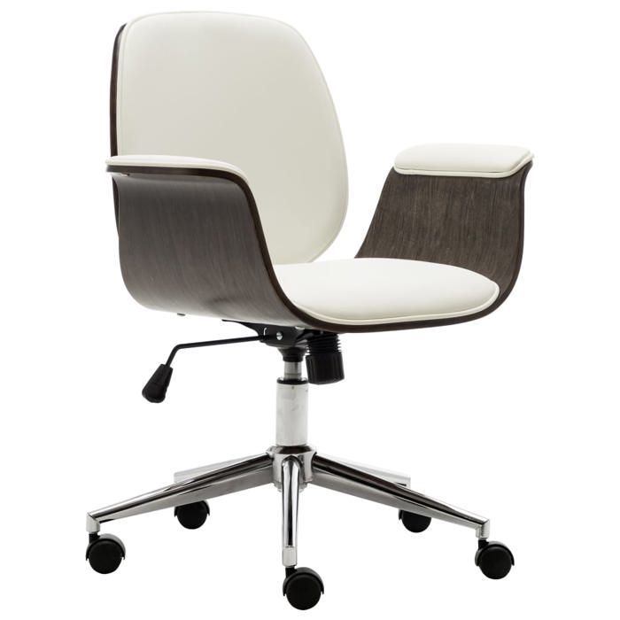 Maison Exclusive - Chaise de bureau Blanc Bois courbé et similicuir