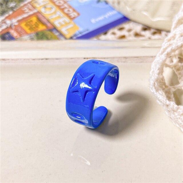 17KM Mode Geometrische Bunte Tropfen öl Ringe Set Für Frauen Mädchen Candy Farbe Metall Hand Bemalt Ringe Geschenke Schmuck