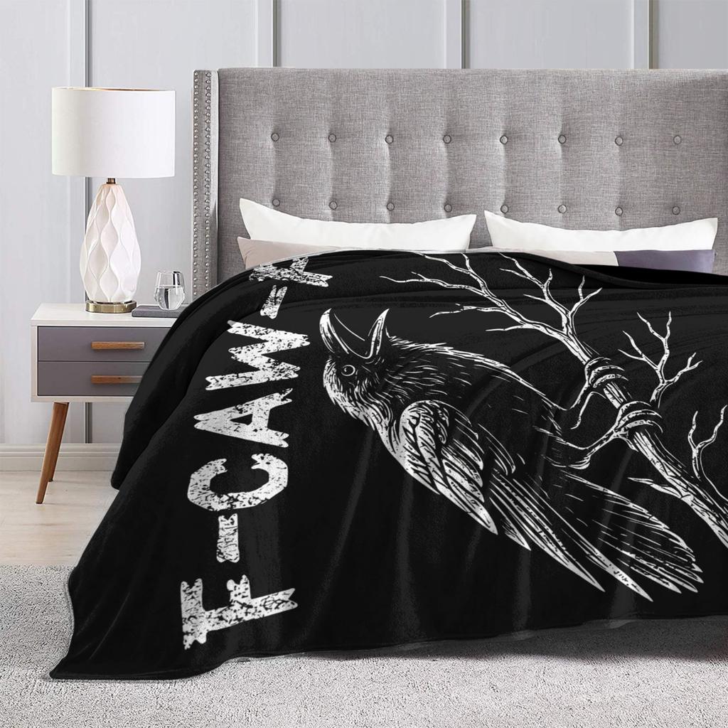 F-Caw-F Schwarzkrähe Meme Flanelldecke Neuheit Überwurfdecken für Zuhause Hotel Sofa 150*125cm Teppichstück,