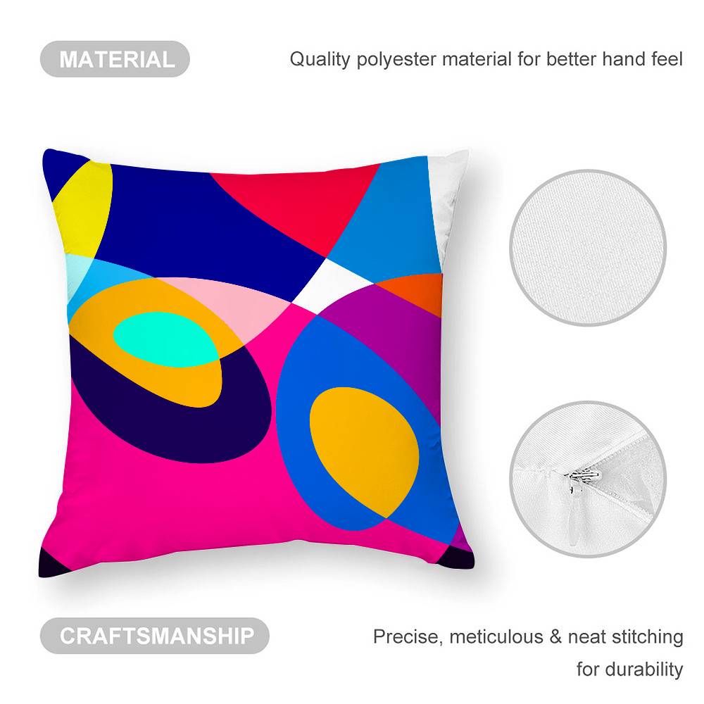Abstract Curve Colors Pillow Case Sofa Living Room Bedroom Double-Sided Printing Square Cushion Nap Time Pillow Case