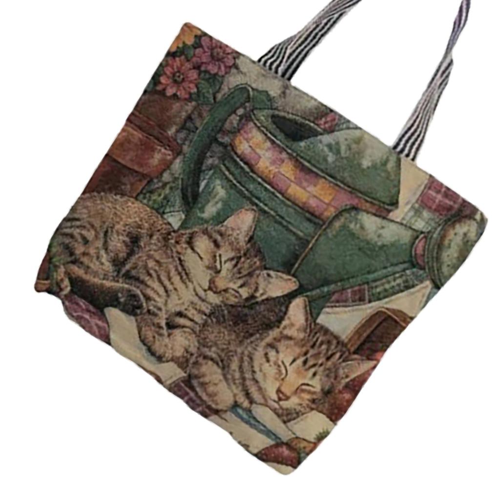 Vintage Canvas Bag Single Sided Embroidery Exquisite Ethnic Style Canvas Shopping Bag for Shopping Gift