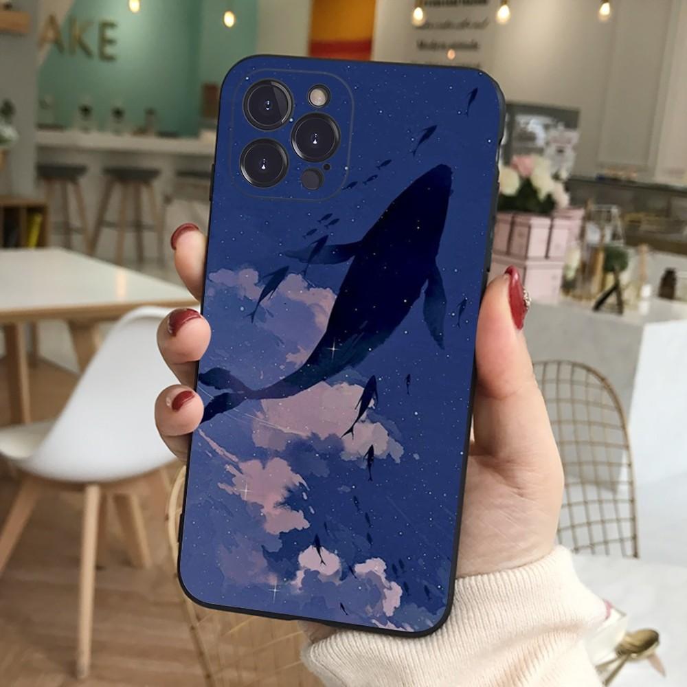 Whale Phone Case Silicone Soft for iphone 16 15 14 13 12 11 Pro Mini XS MAX Plus X Cover