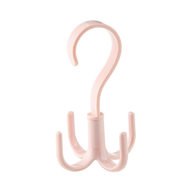 

Multi-functional Rotating Storage Hook Rack Wardrobe Four-claw Coat Hook Bag Hook Plastic Hanging Rack Storage Rack рожевий