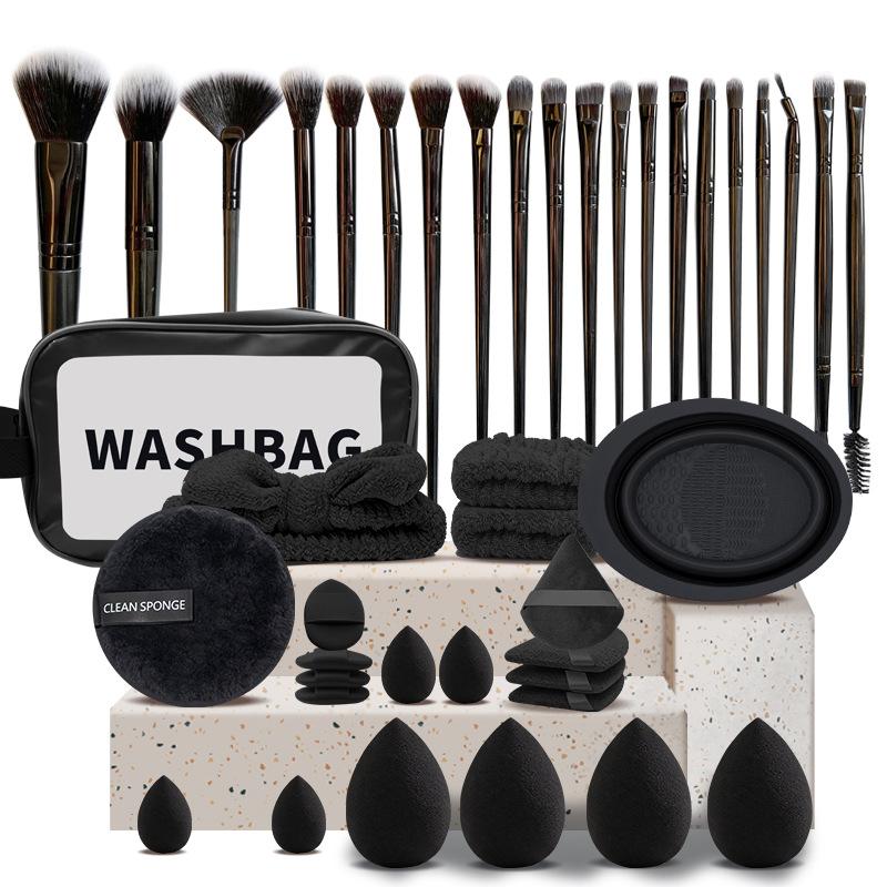 Premium 49-Piece Makeup Brushes Set Synthetic Bristles Wood Handles Travel-Friendly Face Eyes Application Includes 30 Brushes +
