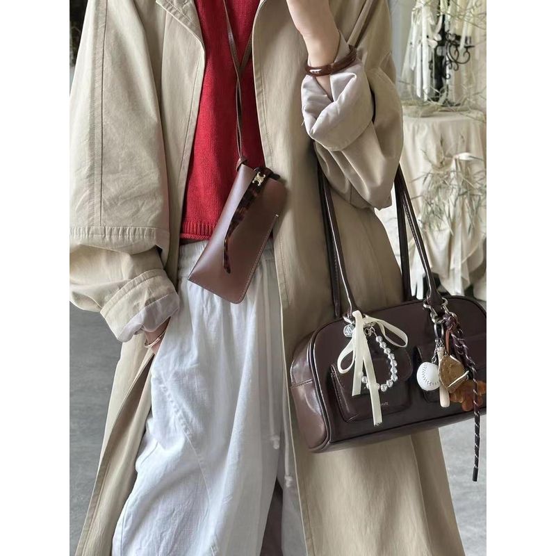 Yunzhen Same Bag for Women 2025 Fall and Winter New Arrival South Korea Ins Large Capacity Retro Bowling Satchel Shoulder Bag
