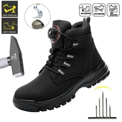 Waterproof Men Work Boots Safety Steel Toe Indestructible Shoes Anti-smash Puncture-Proof Kevlar Insoles Industrial Boots