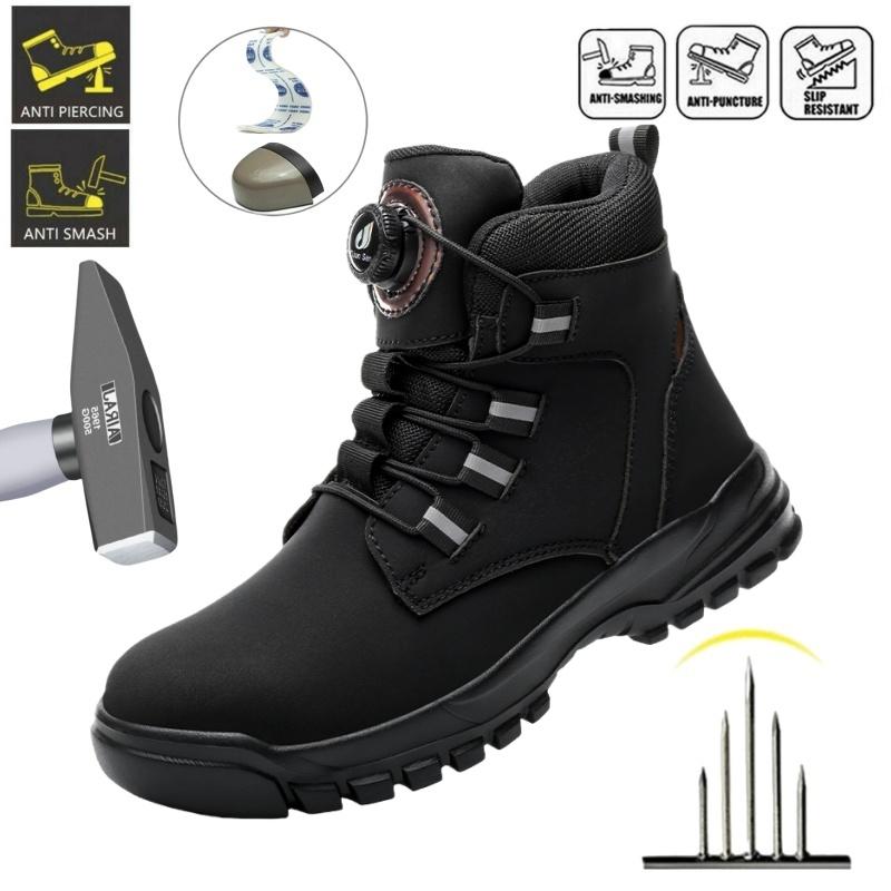 Waterproof Men Work Boots Safety Steel Toe Indestructible Shoes Anti-smash Puncture-Proof Kevlar Insoles Industrial Boots