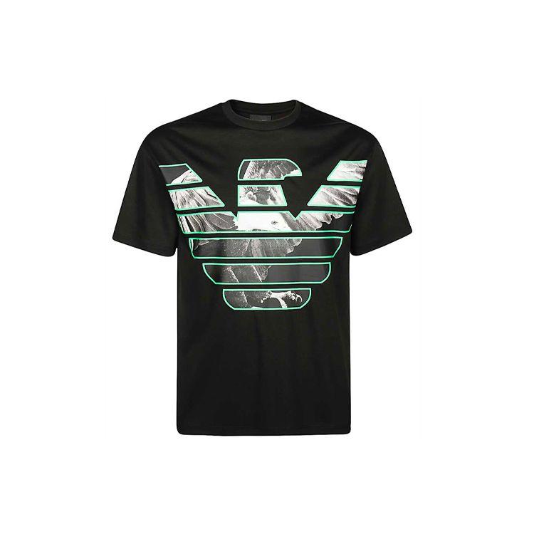 Emporio Armani Logo Pattern Straight Cut Round Neck Short Sleeve T-Shirt Men Tops 3H1T79-1JSTZ-0999 M