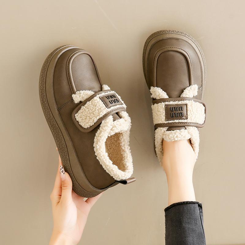 Velvet Winter New British Style Platform Beanie Small Leather Shoes Pregnant Women Warm Cotton Shoes