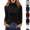 Women's Fashion Color High Neck Long Sleeve Button-Down Waist-Defining Top